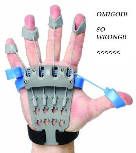 AND HERE'S A DAMAGING HAND EXERCISE APPARATUS OF THE 21ST CENTURY - SAME THING!